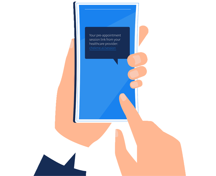 Patient interacting with ChekMe AI on their phone