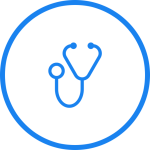 Stethoscope icon representing physician testimonial for ChekMe AI